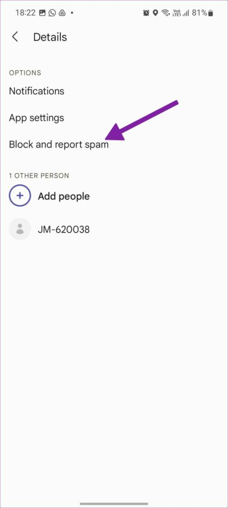  Block and report spam راانتخاب کنید 